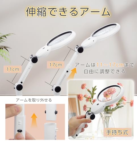 ZenCT Schreibtischlupe [6-fache & 12-fache Vergrößerung] mit LED-Licht, USB-betrieben/Batteriebetrieben, 11,2 cm Durchmesser, 21 Lichter, 2 Linsentypen, Ausziehbar