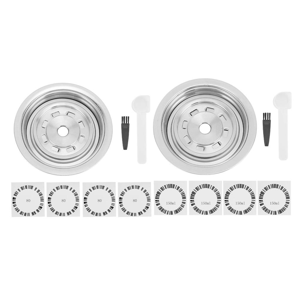 Kaffee Kapsel Adapter Edelstahl mit Aufklebern Löffel Bürste Kaffeepad Konverter für Delonghi E