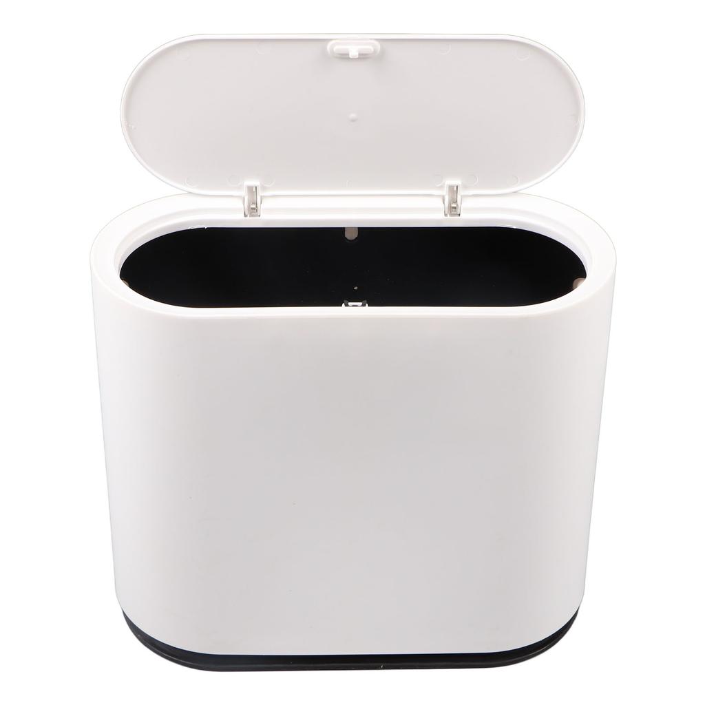 Plastic Trash Can with Press Type Lid Big White Garbage Container Bin for Bathroom Bedroom Kitchen Office