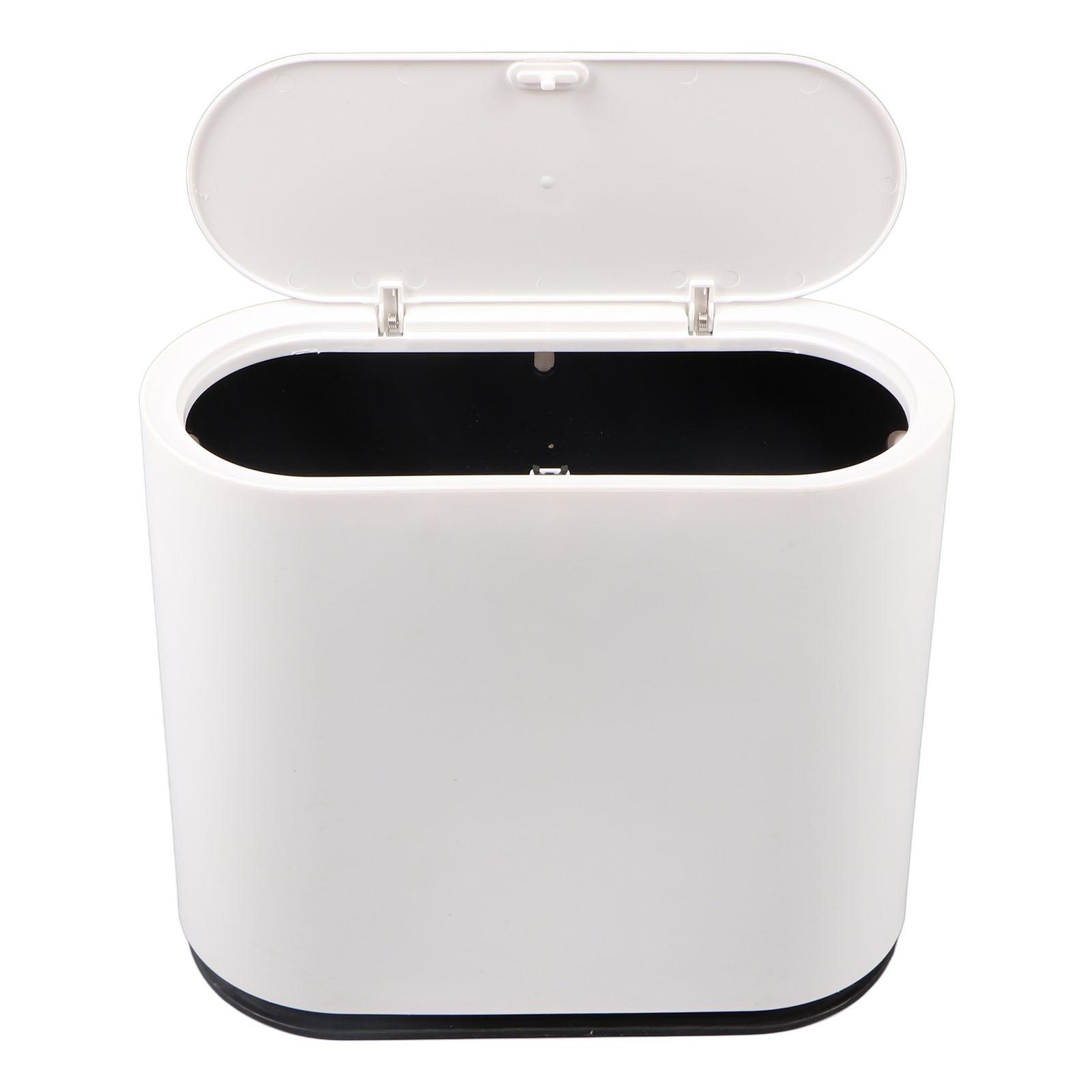 

Plastic Trash Can with Press Type Lid Big White Garbage Container Bin for Bathroom Bedroom Kitchen Office