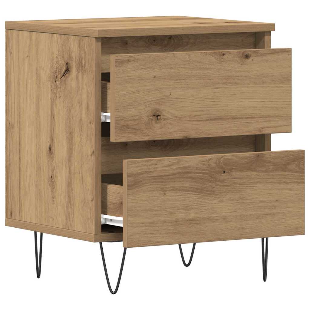 Nightstand Oak Effect Handcrafted 40 x 35 x 50 cm Engineered Wood