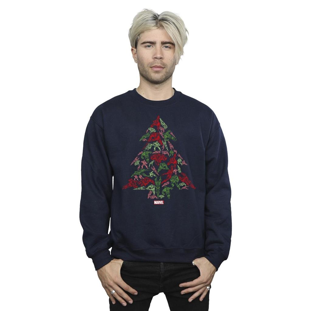 Marvel Mens Avengers Christmas Tree Sweatshirt