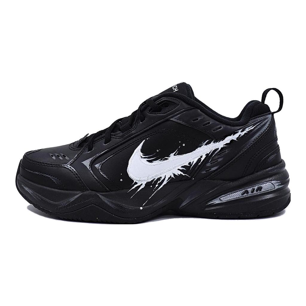 Nike Air Monarch 4 Low Top Chunky Sneakers Unisex Obsidian Black Silver 415445-001(Team25-XSC)