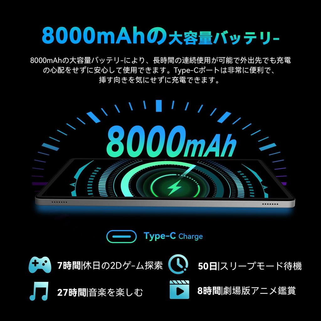 Gift Android 15 Tablet with T606 Widevine Netflix Facial 8000mAh Large 1280x800 and GMS Certified [Free Case] 11-inch Wi-Fi, Octa-Core Processor,