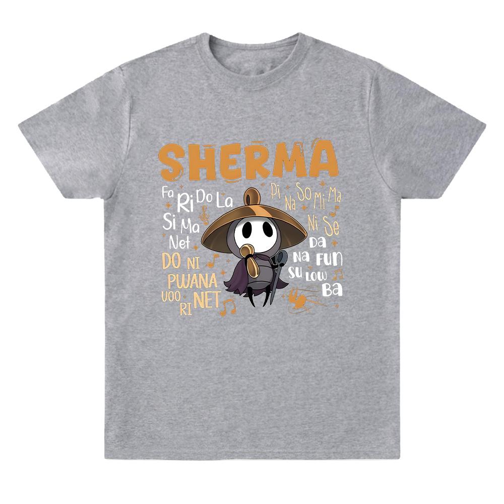 Sherma Song T-shirts Hollow Knight Silksong Funny Game Quote Tees Harajuku Cartoon Print T Shirts Unisex Cotton Casual Clothes
