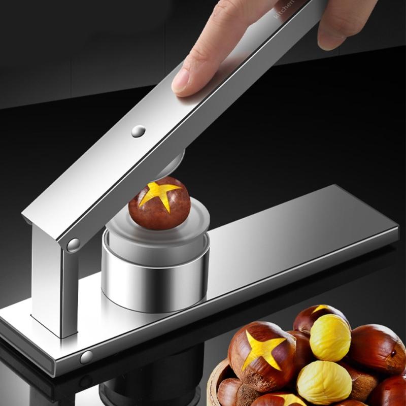 Durability 304 Stainless Steel Chestnut Opener Press Type Effortless Single Hand Use And Corrosion Resistance