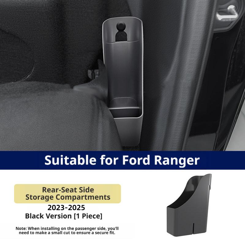For Ford Ranger 2023-2025 Rear Seat Two Side Storage Box Black Orange 1 Piece Interior Space Organizer Rear Cargo Tidying Accs