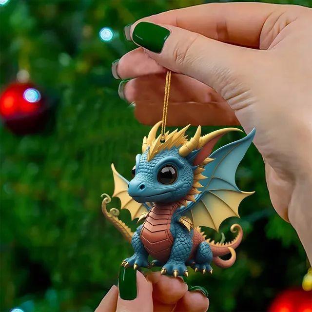 Playful Cartoon Dragon Acrylic Keychain Ideal For Christmas Halloween Giving Gift