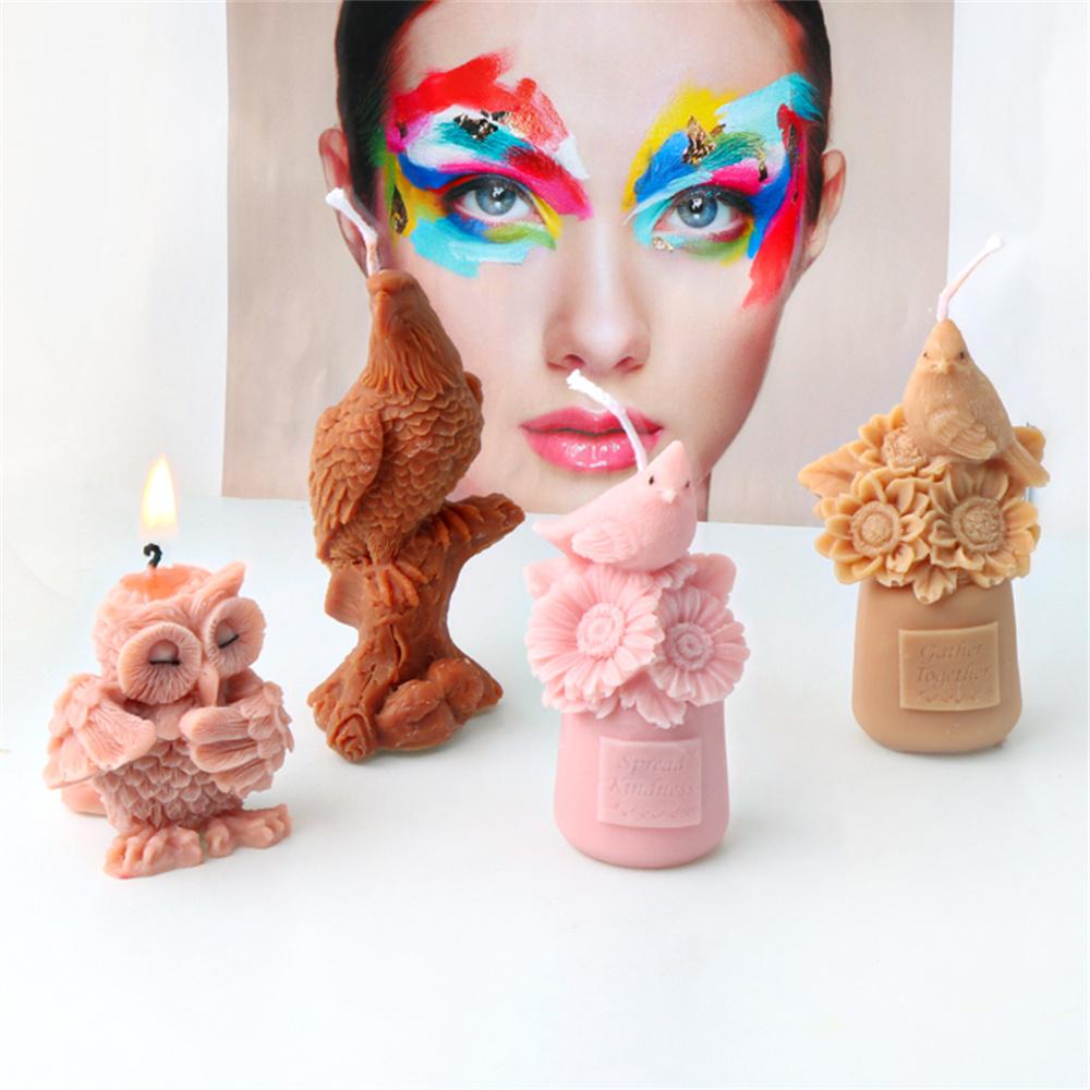 3D Owl Candle Silicone Mold DIY Animal Mold Home Decor Used for Making Candle Cake Chocolate Candy Handmade Soap Gypsum Crafts