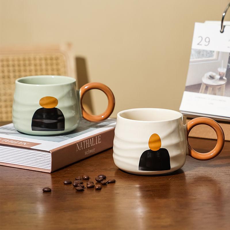 Ceramic mug, heat-resistant coffee cup, cute milk juice cup, couple water cup