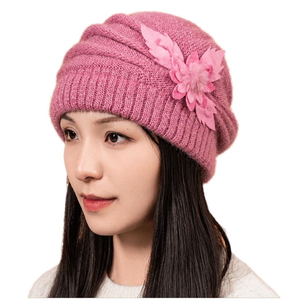 Stretch Warm Knitted Hat Thick Knit Knit Slouchy Beanie Comfy Fleece Beanie  Autumn Winter