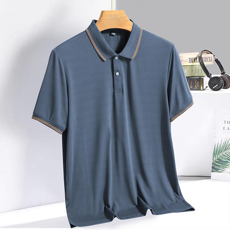 Men's Quick Drying Lapel Sports Short Sleeved T-shirt for Summer, Loose and Stretchy, Simple Men's Polo Shirt
