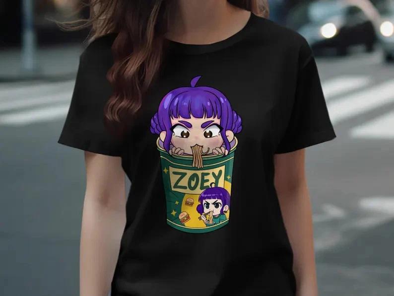 Cute RaUnisex Girl TShirt Anime Noodle Art Tee Unique Kawaii Print TShirt S