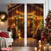 2 Stück 2D-Flachdruck Weihnachtsparty-Vorhang Weihnachtsscheune Szene Vielseitiger Polyesterstoff Ohne Strom Festlich
