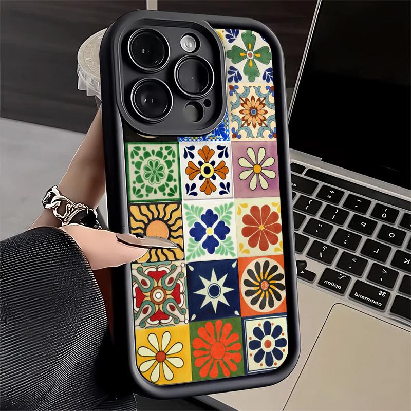 Phone Case for iPhone 17 Air 16E 15 16 Pro Max Italian Sicilian Style Floral Pattern Cover 14 Plus 13 12 Mini Soft Shell Silicon