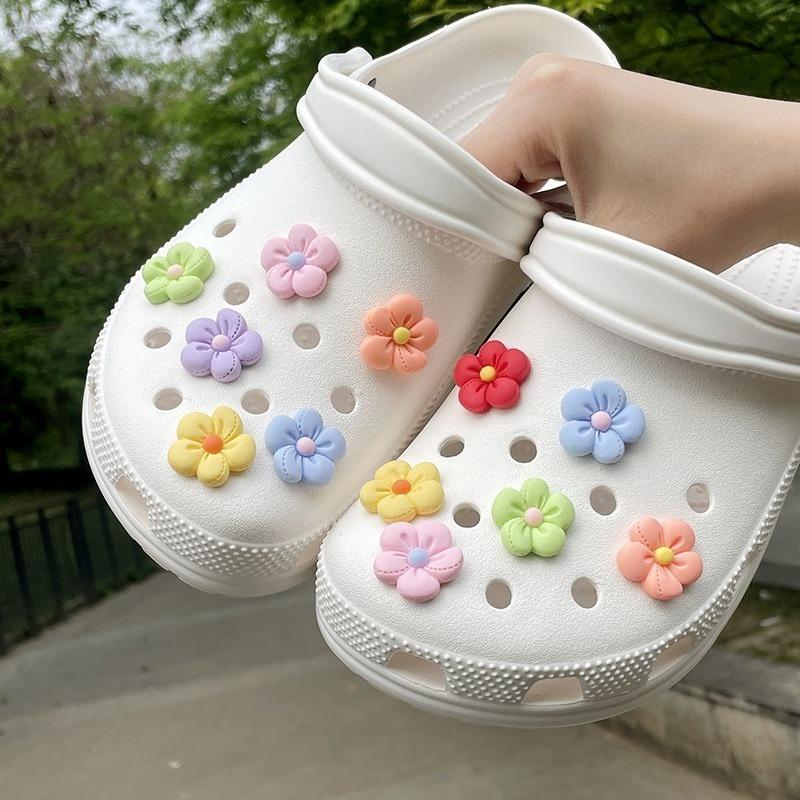 

12PCS Fashion Shoe Charms Set Accessories Hole Shoe Buckle Colorful Fivepetal Flowers DIY Shoes Decorations Woman Girls Gift