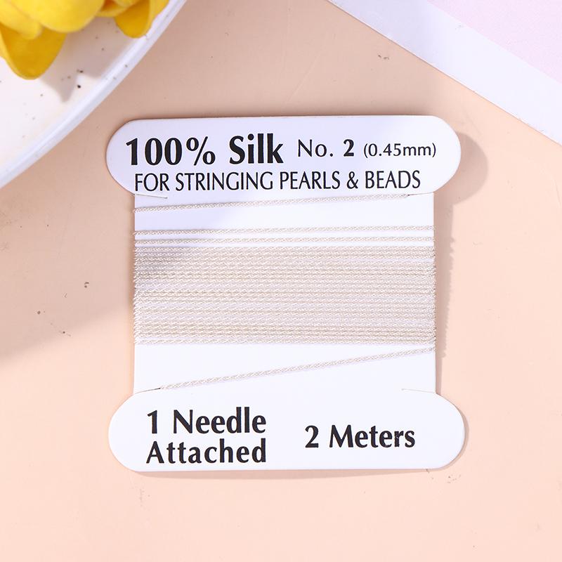 2# 0.45Mm 10Szt./Worek Ręcznie Robiony 100% Naturalny Jedwabny Sznurek Lina Z Nawlekaną Jedwabną Nicią Igła Końcówka Jedwab Do Tworzenia Biżuterii DIY