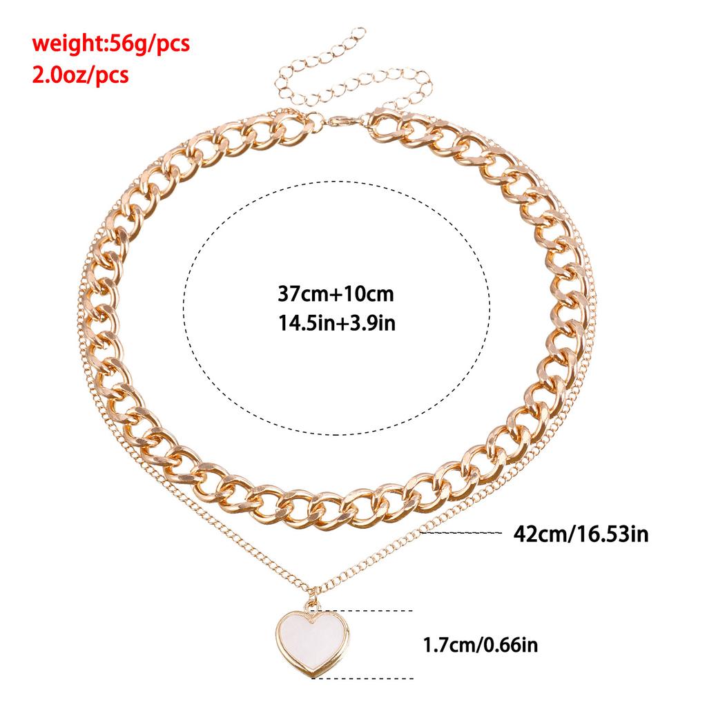 Foreign trade special jewelry punk double-layer love fritillary pendant necklace light luxury autumn and winter sweater chain new
