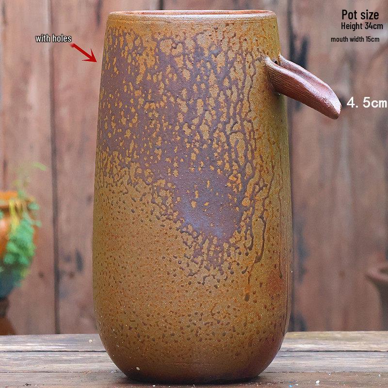 Handmade Ceramic Water Feature Pot for Courtyard Landscaping - Large Hydroponic Flower Jar