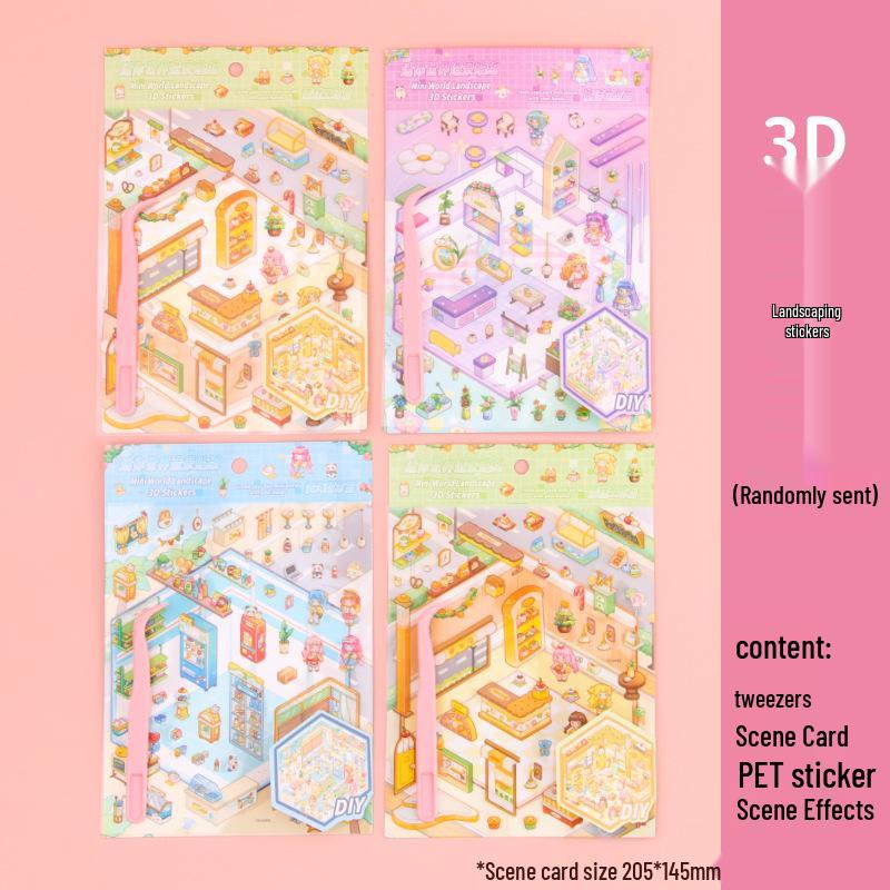 3D Miniature Scene Collage Stickers: Cute Decompression Handbook Stickers