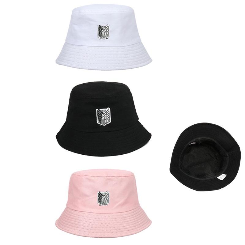 Stylish Attack On Titan Flat Top Basin Hat For Beach And Outdoor Activities, Sun-proof Wide Brim Bucket Hat