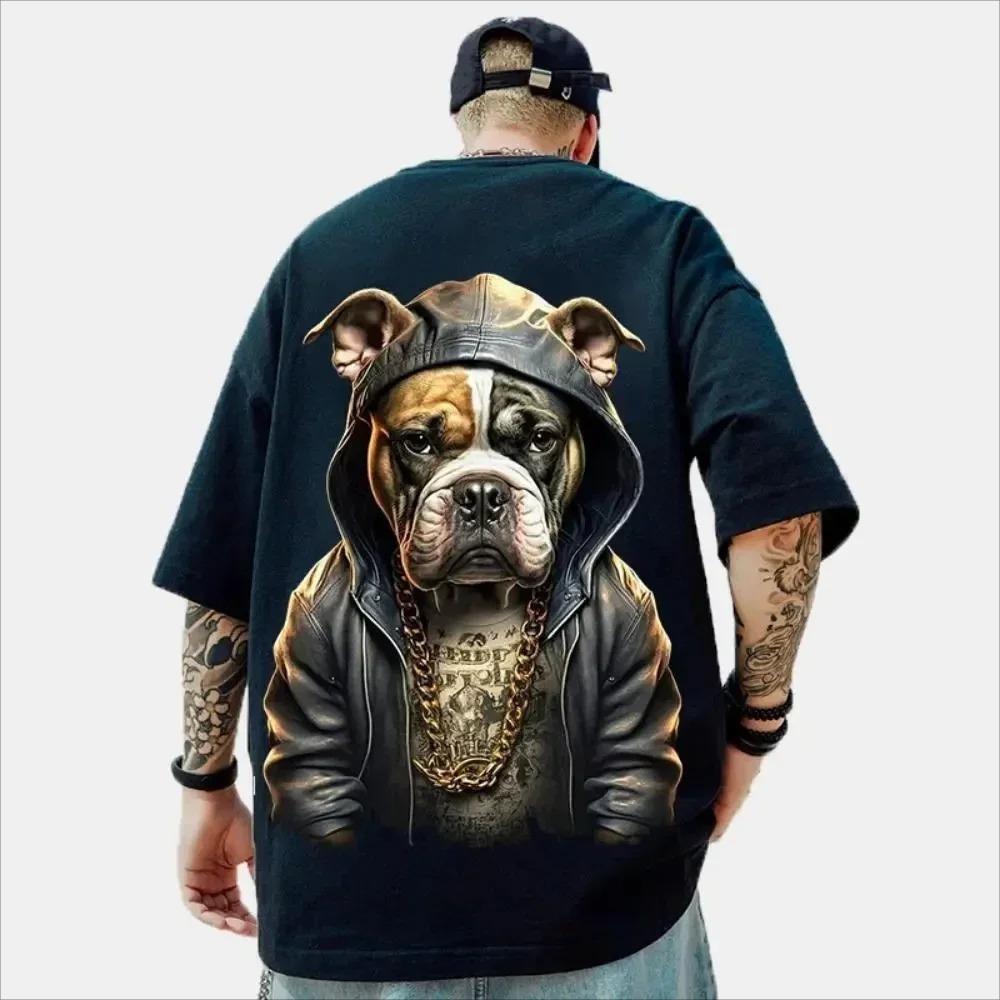 2024 Loose Popular Summer Hot Quick Dry  Street Vintage Washed Simple 3D Print Pure Cotton Round Neck Men's Half Sleeve T-shirt