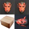 Hellboy-Maske, rote Dämonenmaske mit Hörnern, Halloween-Kostümzubehör aus Kunstharz