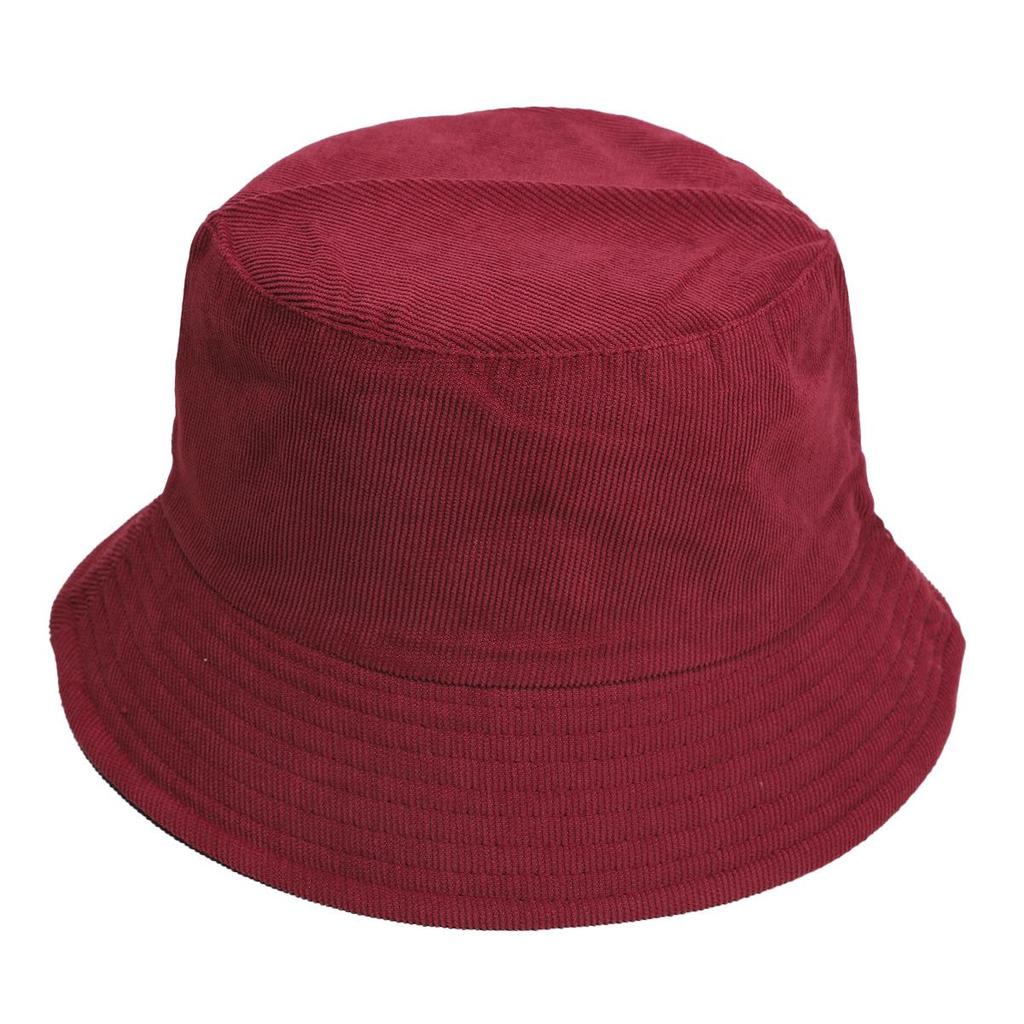 Unisex Double-Sided Corduroy Bucket Hat: Warm, Wide-Brimmed, Sun Protection for Large Heads, Slimming Effect