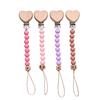 Pendant for Newborn Toys Gift New Beech Wooden Heart Beads Baby Pacifier Chain Clip  Silicone Beads Dummy Nipple Holder Teether