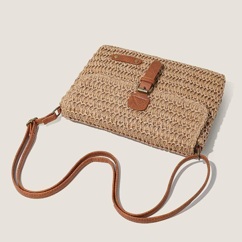 Vintage Woven Messenger Bag For Casual Travel With Cotton Strap