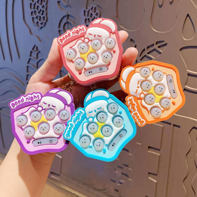 Creative Bunny Decompression Gopher Machine Keychain Pendant Cartoon Children'S Puzzle Game Machine Schoolbag Pendant