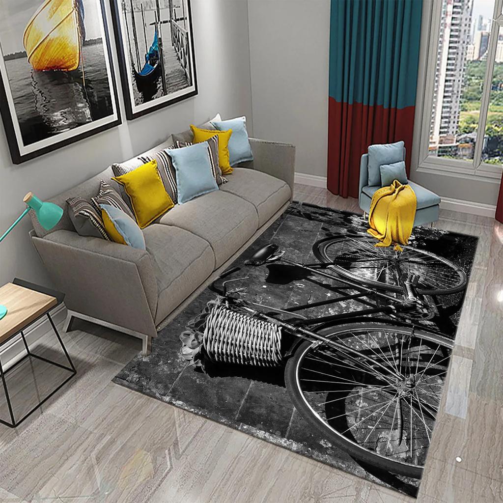 Dywan 3D w stylu vintage z rowerem Mata domowa do łazienki kuchni Dywan antypoślizgowy Mata dekoracyjna do salonu sypialni przedpokoju dla dzieci prezenty