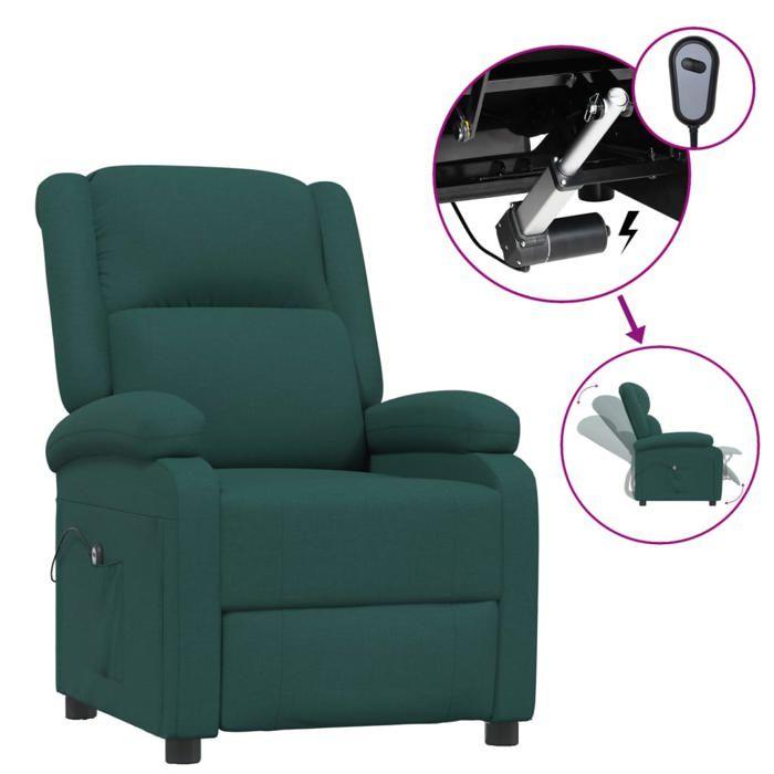 VidaXL Electric Recliner Dark Green Fabric 3098358