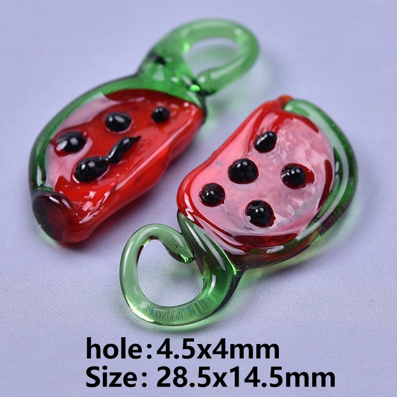 15pcs Mixed Glass Pepper Cherry Cabbage Pendants For Jewelry Making Supplies Red Apple Fruit Charm Pendant DIY Keychain Material