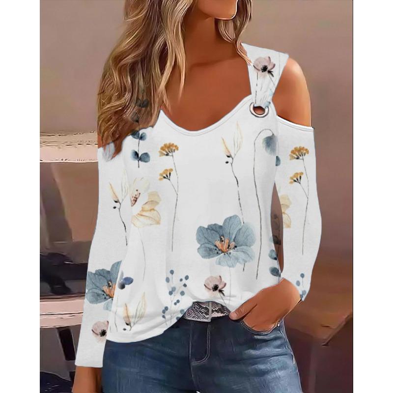 Autumn Simple Metal Button V-neck Shirt Blouse For Women New Fashion Sexy Women Casual TShirt Pullover Tops Femal