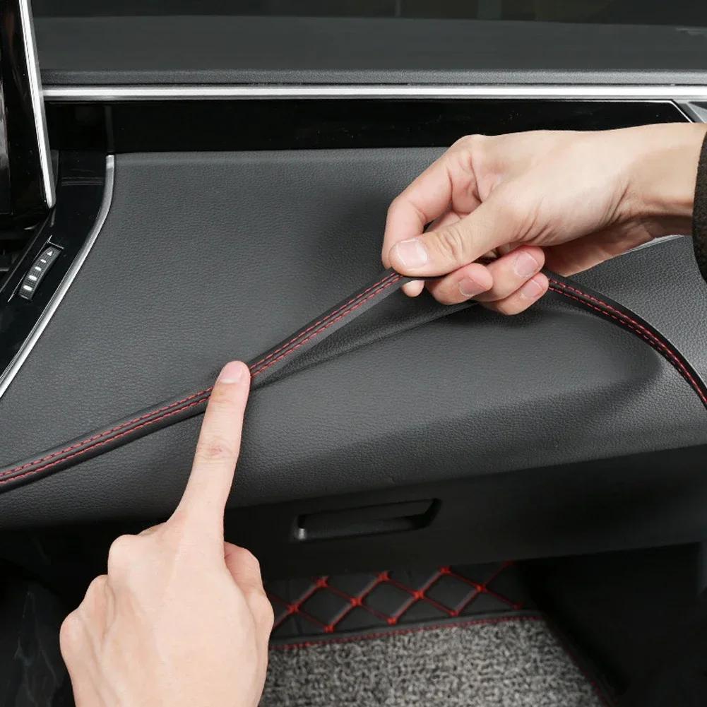 Universal Car Mouldings Trim Pu Leather DIY Braid Decorative Line Strip For Door Dashboard Sticker Car Interior Accessories