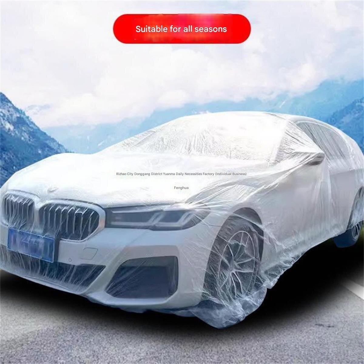 Disposable thickened portable car cover, transparent plastic car cover, bird droppings-proof, rainproof, dustproof, XL size, sui