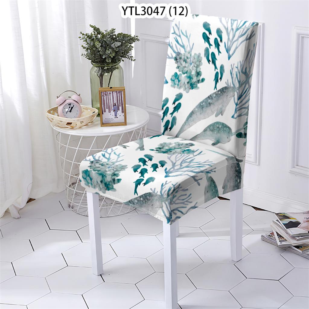 Bürostuhlbezug im Ozean-Tier-Stil, Stretch-Stühle, Küchenstuhlbezug, Pflanzenkorallenmuster, Stuhlbezug für Zuhause