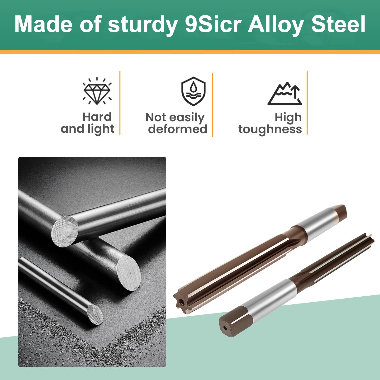 

10Pcs Hand Reamer Set 9Sicr Alloy Steel Straight Shank Wood Hole Reamer Tool H8 Precise Hand Milling Expansion Reamers 3-12mm Brown 10Pcs