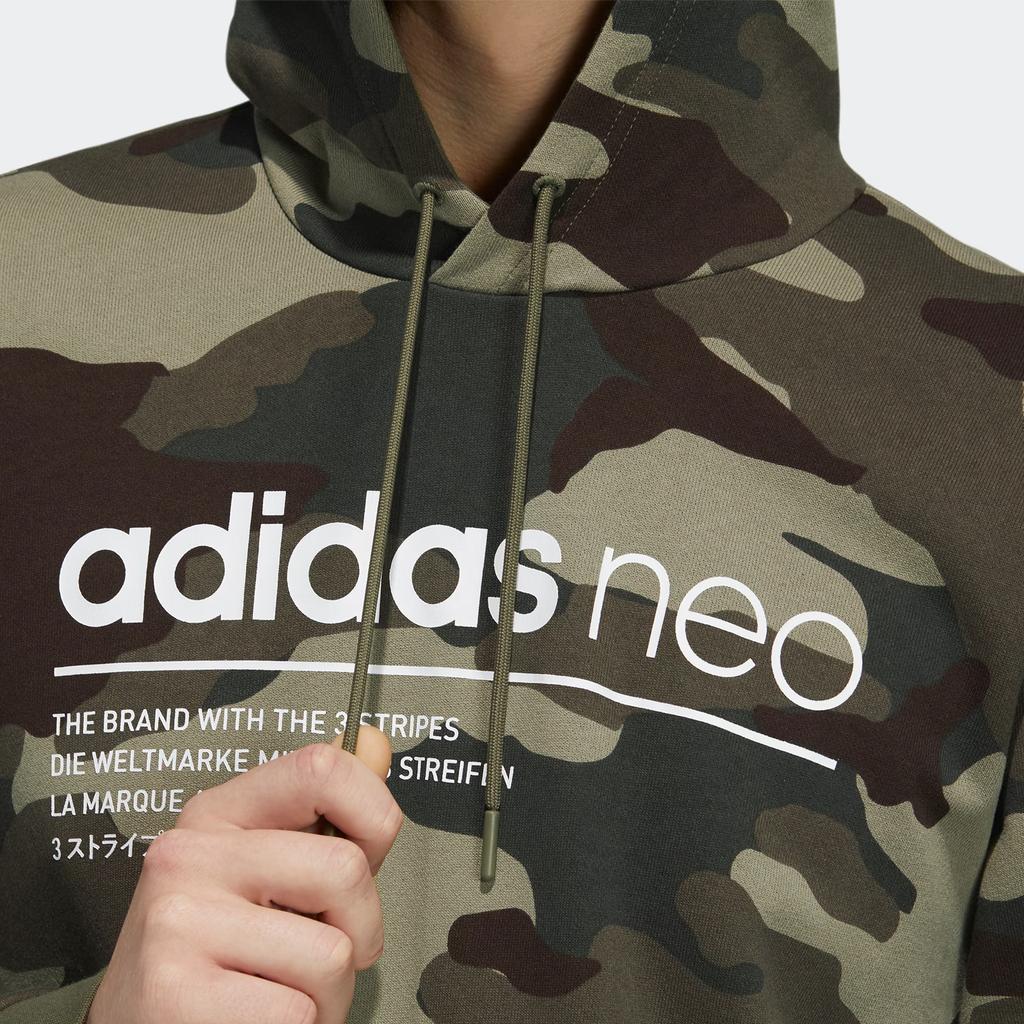 Adidas Neo Camo Print Hoodie With Logo Men Hoodie Olive H45226