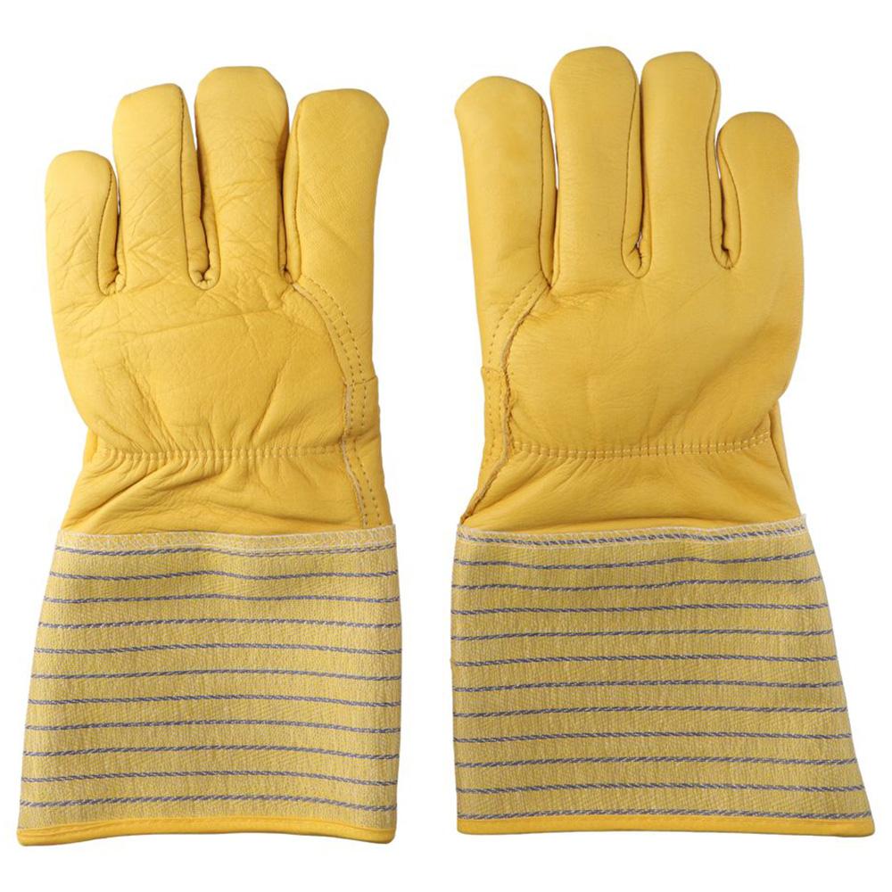 

1Pair Yellow Welding Gauntlets Thickness Soldering Accessory Durable Welding Glove Welding