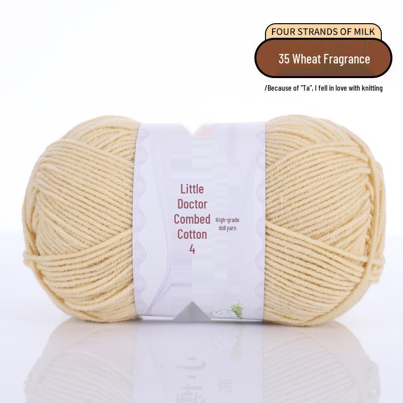 40g 4-Ply Combed Milk Cotton Yarn - Little Doctor, Medium-Thick for DIY Knitting Projects: Dolls, Cushions, Blankets