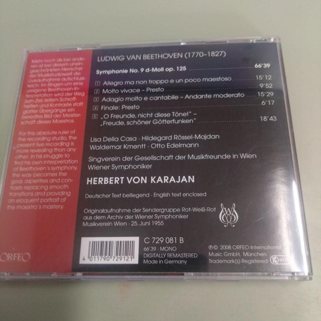 [USED] Beethoven: Symphony No. 9 “With chorus” Karajan/VSO Vienna Musikverein c…