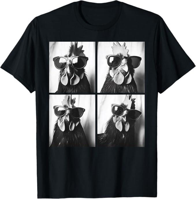 

Rooster Wearing Sunglasses Photobooth Selfie Farm Chicken T-Shirt 4XL