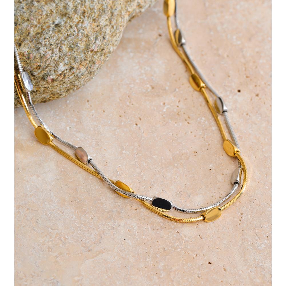 Yhpup Trending Stainless Steel Snake Chain Necklace Gold & Platinum Plated Personalized Simple Collar Jewelry Accessories