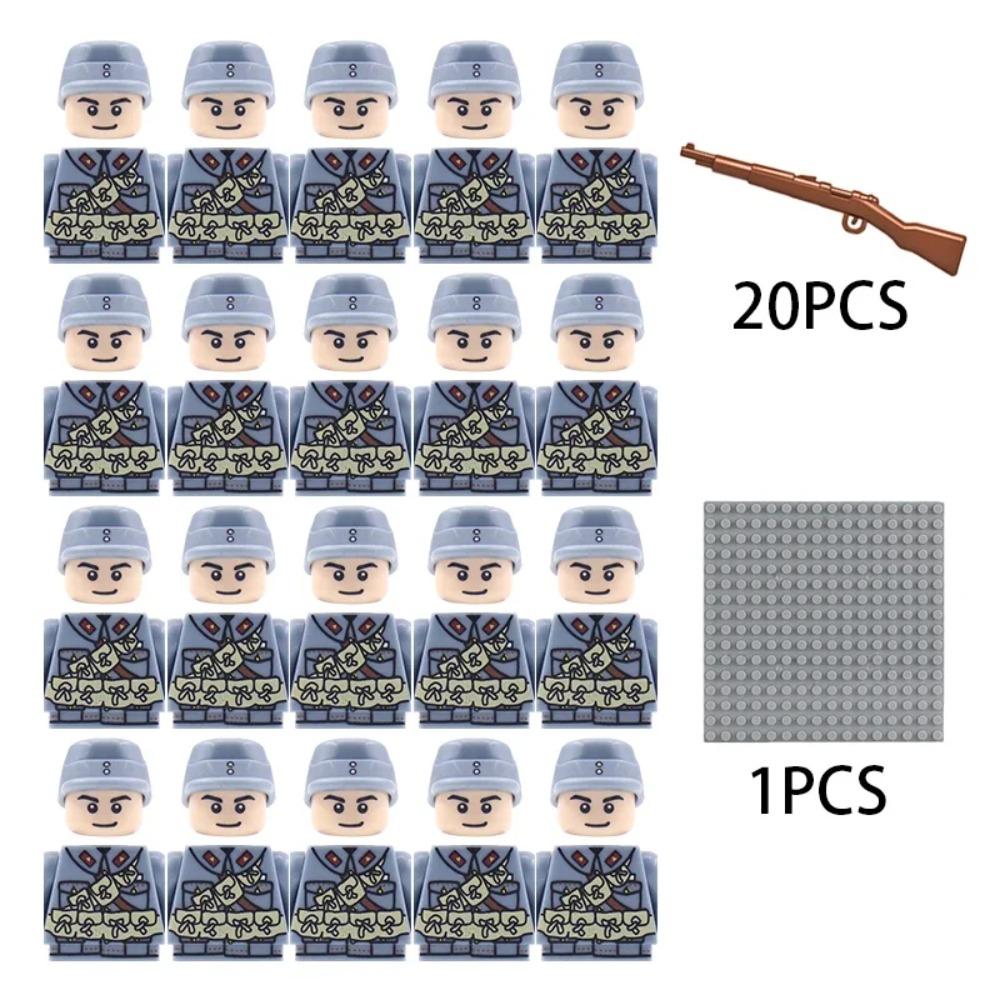 Kinderbausteine Chinesisches Spielzeug Neuer WW2 Soldat Militär Armee Mini-Puppen Nationales Bündnis Offizier Gewehrriemen Spielzeug Großhandel