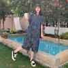Women's Summer Short-Sleeve Denim Dress: Loose, Slimming, Belly-Covering, Medium-Length Shirt Style