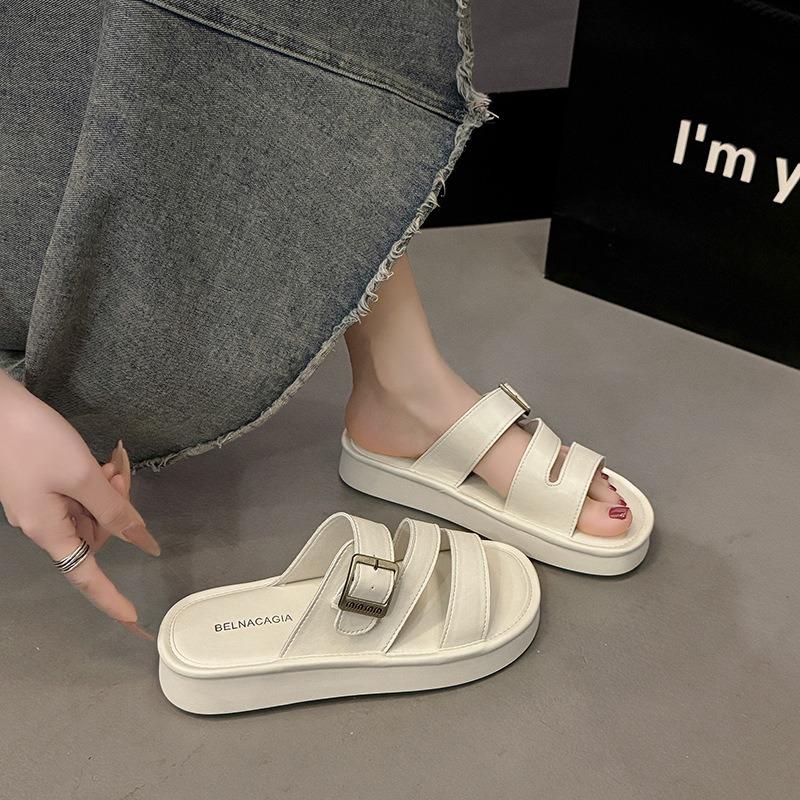 Slippers Women's Summer Outer Wear New Retro Casual Soft Bottom One-word Drag Fashion Flat Bottom Boken Cool Slippers Women