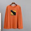 Hirsionsan Casual Loose T Shirt Women Spring New Simple Cute Cat O-neck Tees Female Fashion Long Sleeve All-match Tops for Girls
