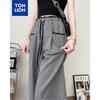 TonLion 2025 Summer Women's High-Waist Plaid Wide-Leg Casual Pants